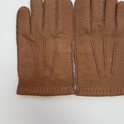 Gants en Cuir de Pécari Marron Glacé Joseph Non Doublés.