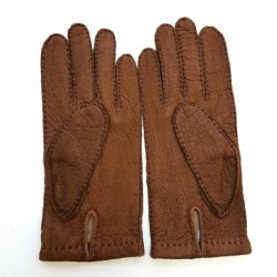 Gants en Cuir de Pécari Marron Glacé Joseph Non Doublés.