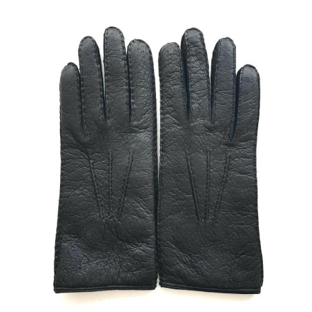 Gants en Cuir de Pécari Noirs Paul Non Doublés.