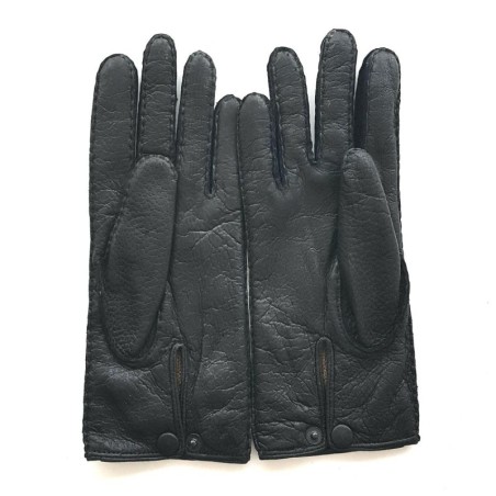 Gants en Cuir de Pécari Noirs Paul Non Doublés.