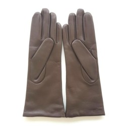 Gants en Cuir d'Agneau Marron Coline Doublés Cachemire.