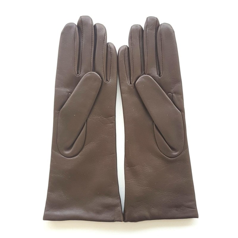 Gants en Cuir d'Agneau Marron Coline Doublés Cachemire.