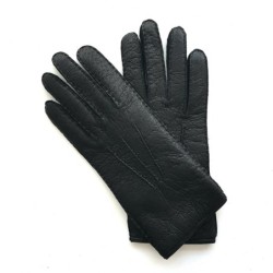 Gants en Cuir de Pécari Noirs Paul Non Doublés.