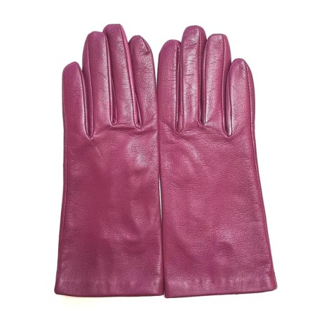 Gants en Cuir d'Agneau Hot Pink Capucine Doublés Soie.