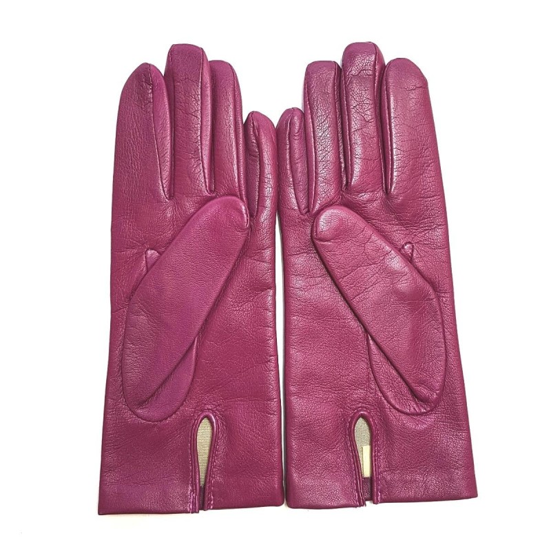 Gants en Cuir d'Agneau Hot Pink Capucine Doublés Soie.