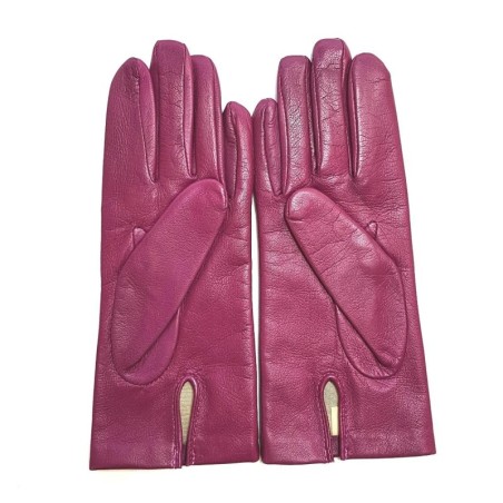 Gants en Cuir d'Agneau Hot Pink Capucine Doublés Soie.