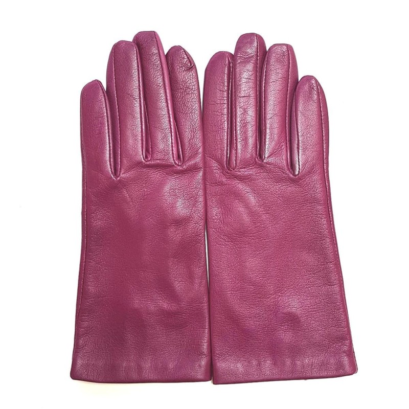 Gants en Cuir d'Agneau Hot Pink Capucine Doublés Soie.