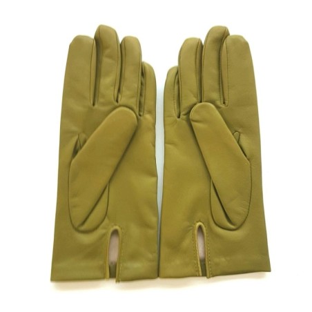 Gants en Cuir d'Agneau Luciole Capucine Doublés Soie.