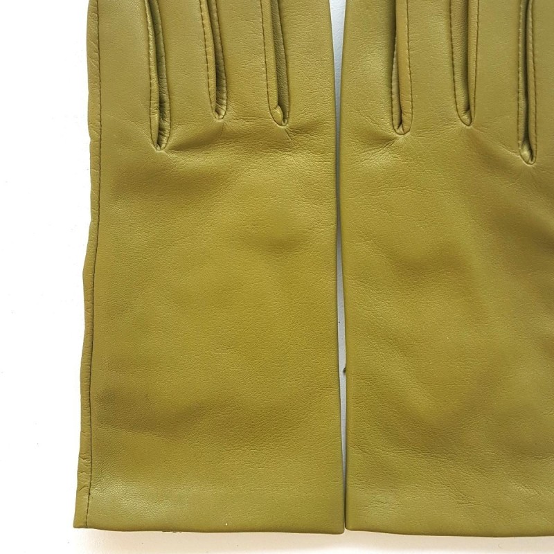 Gants en Cuir d'Agneau Luciole Capucine Doublés Soie.