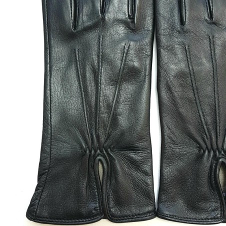 Gants en Cuir d'Agneau Noirs Julie Doublés en Soie.