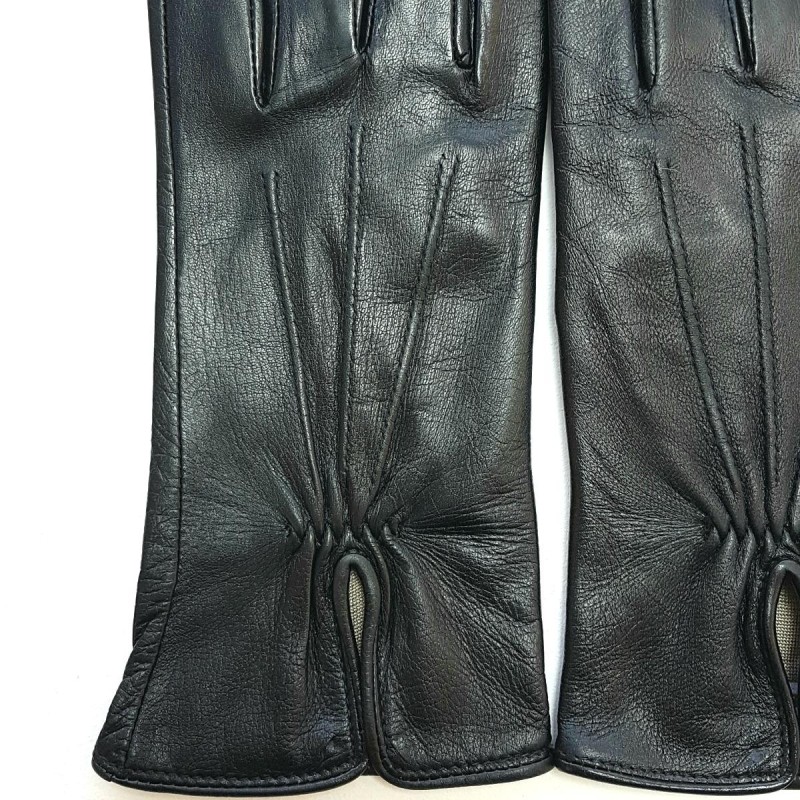 Gants en Cuir d'Agneau Noirs Julie Doublés en Soie.
