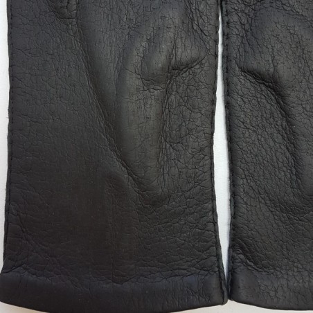 Gants en Cuir de Pécari Noir Michel Doublés Soie.