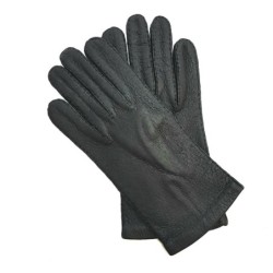 Gants en Cuir de Pécari Noir Michel Doublés Soie.