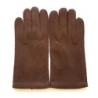 Gants en Cuir de Pécari Marron Foncé Michel Non Doublés.