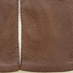 Gants en Cuir de Pécari Marron Foncé Michel Non Doublés.