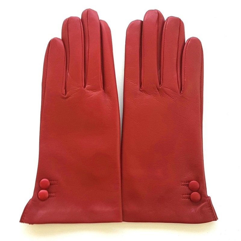 Gants en Cuir d'Agneau Rouge Clémentine Doublés en Soie.