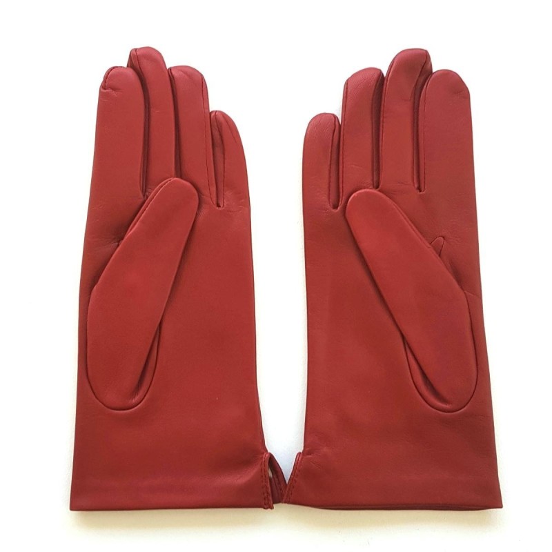 Gants en Cuir d'Agneau Rouge Clémentine Doublés en Soie.