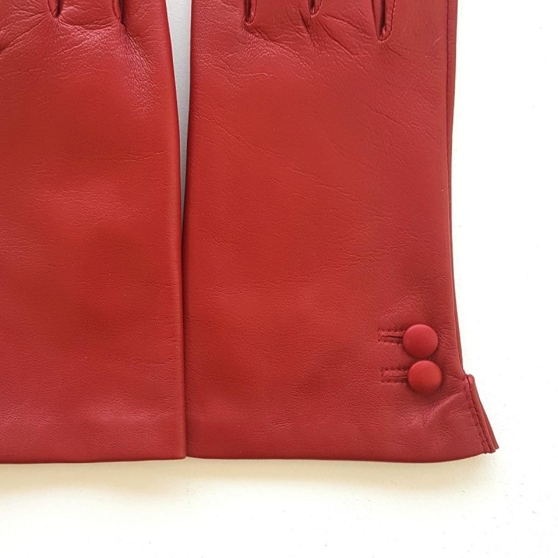 Gants en Cuir d'Agneau Rouge Clémentine Doublés en Soie.