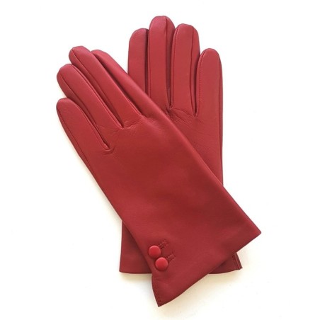 Gants en Cuir d'Agneau Rouge Clémentine Doublés en Soie.