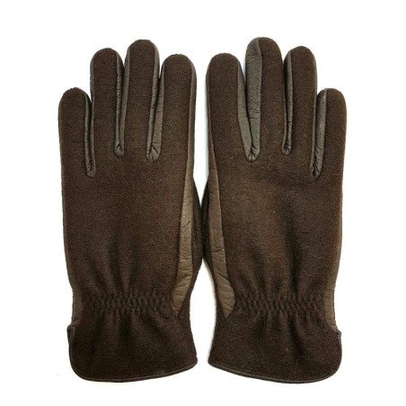 Gants en Laine Alpaga Cuir de Pécari Marron Moyra Doublés Mérinos.