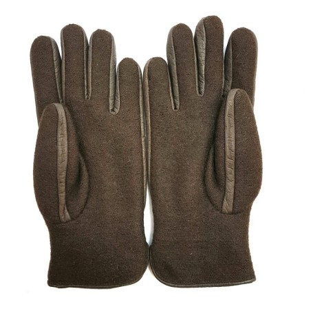 Gants en Laine Alpaga Cuir de Pécari Marron Moyra Doublés Mérinos.