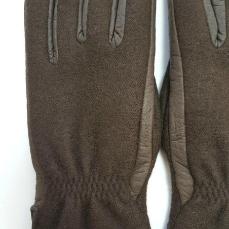 Gants en Laine Alpaga Cuir de Pécari Marron Moyra Doublés Mérinos.