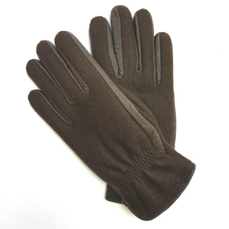Gants en Laine Alpaga Cuir de Pécari Marron Moyra Doublés Mérinos.