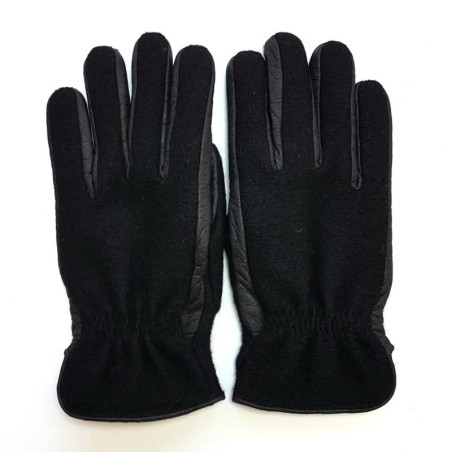 Gants en Laine Alpaga Cuir de Pécari Noirs Fergus Doublés Mérinos.