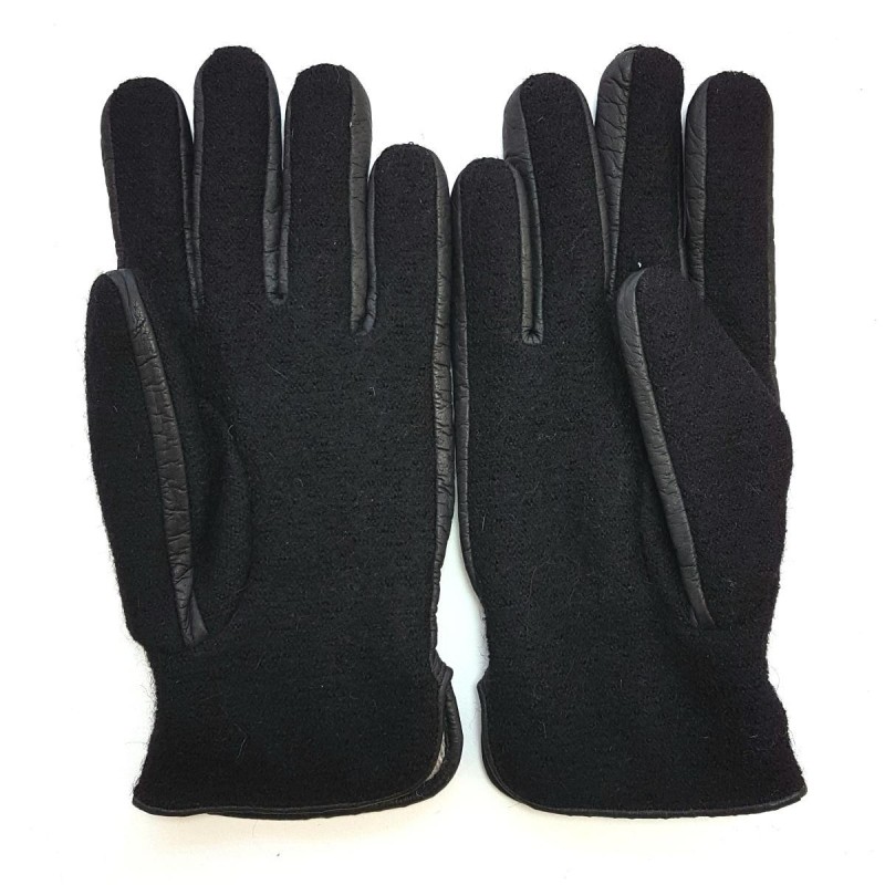 Gants en Laine Alpaga Cuir de Pécari Noirs Fergus Doublés Mérinos.