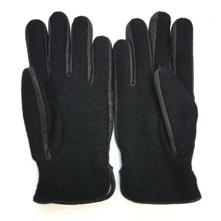 Gants en Laine Alpaga Cuir de Pécari Noirs Fergus Doublés Mérinos.