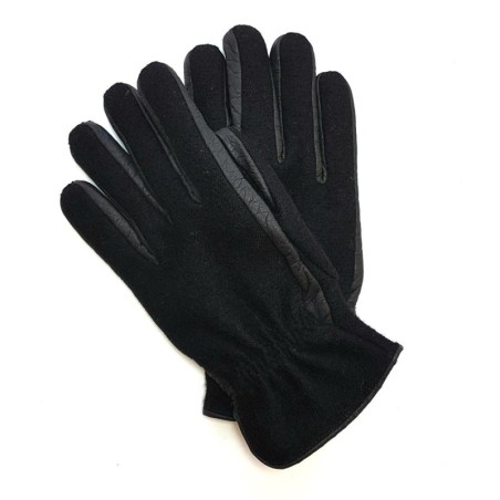 Gants en Laine Alpaga Cuir de Pécari Noirs Fergus Doublés Mérinos.