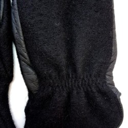 Gants en Laine Alpaga Cuir de Pécari Noirs Fergus Doublés Mérinos.