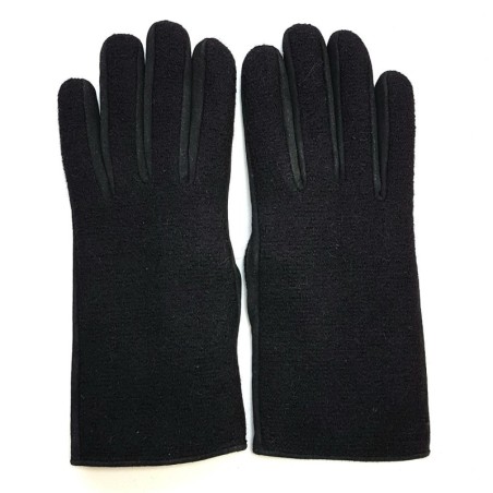 Gants en Laine Alpaga Cuir Chèvre Velours Noirs Jeanie Doublés Alpaga.