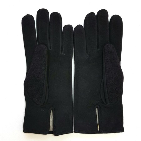 Gants en Laine Alpaga Cuir Chèvre Velours Noirs Jeanie Doublés Alpaga.