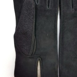 Gants en Laine Alpaga Cuir Chèvre Velours Noirs Jeanie Doublés Alpaga.
