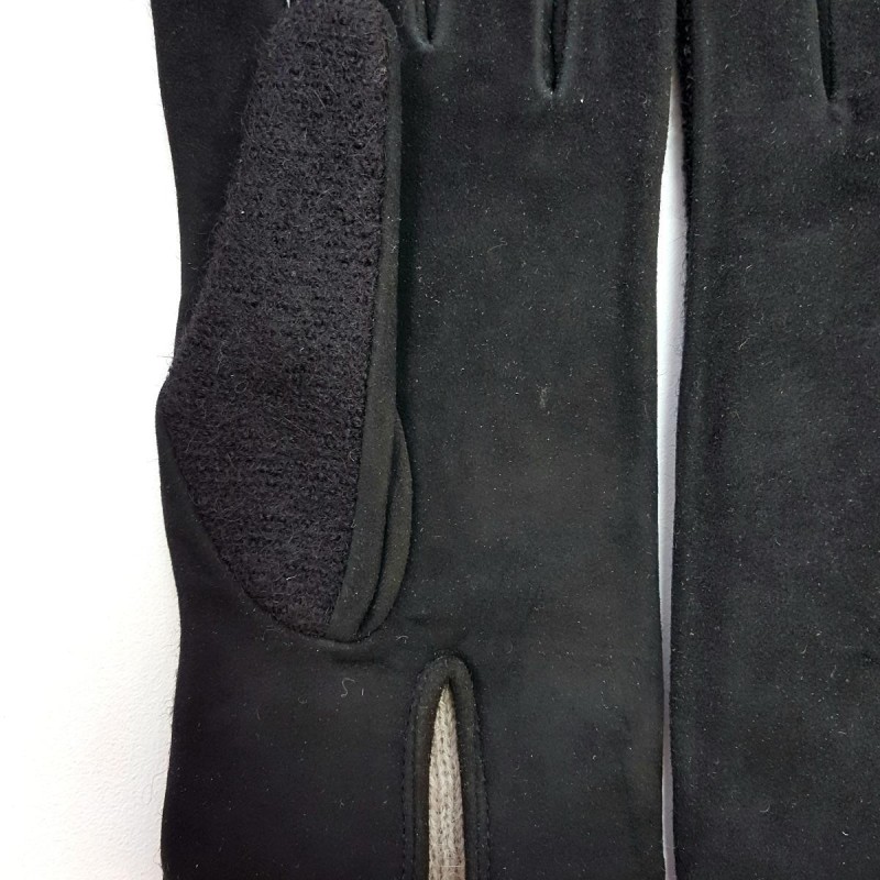 Gants en Laine Alpaga Cuir Chèvre Velours Noirs Jeanie Doublés Alpaga.