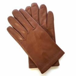 Gants en Cuir d'Agneau Cognac Raphaël Doublure Soie.