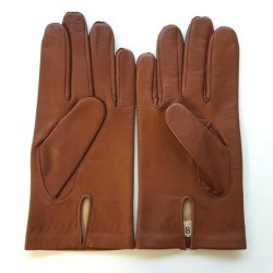 Gants en Cuir d'Agneau Cognac Raphaël Doublure Soie.