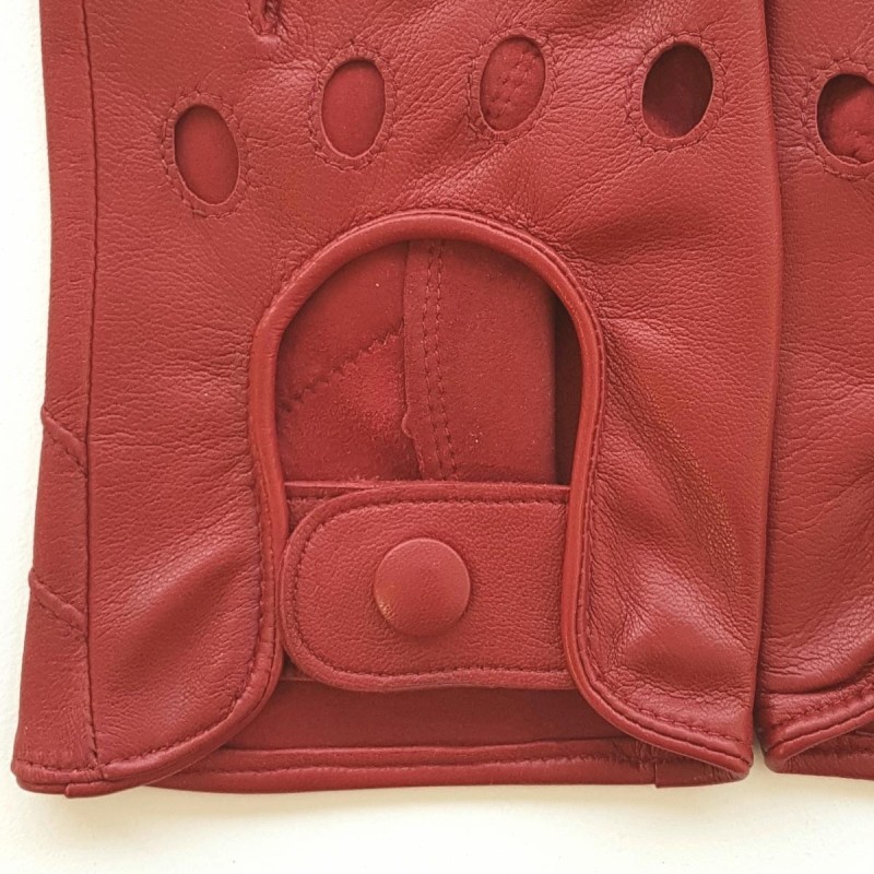 Mitaines en Cuir d'Agneau Rouges Pilote Non Doublés.