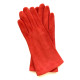 Leather gloves of velvet goat bright red "COLINE BIS"