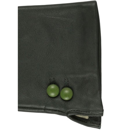 Gants en Cuir d'Agneau Kaki, Vert Clémentine, Doublés en Soie.