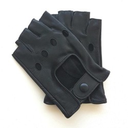 Mitaines en Cuir d'Agneau Noir Pilote Non Doublés.