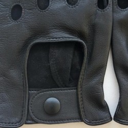 Mitaines en Cuir d'Agneau Noir Pilote Non Doublés.