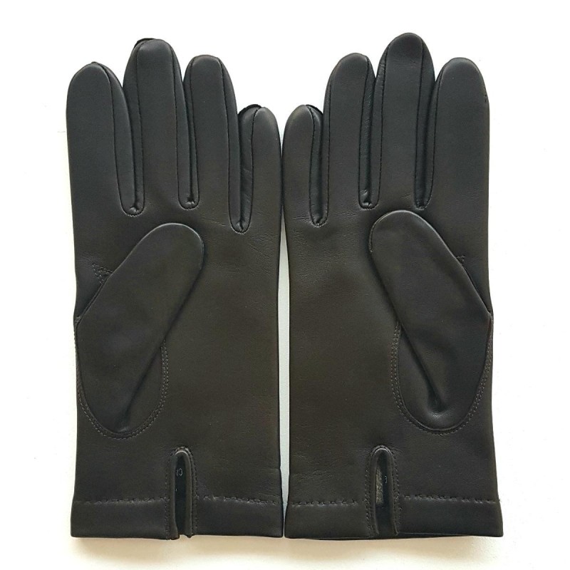 Gants en Cuir d'Agneau Marron Henri Doublés en Cachemire.