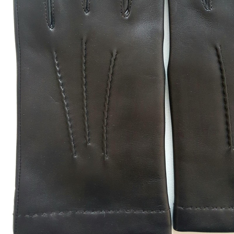 Gants en Cuir d'Agneau Marron Henri Doublés en Cachemire.