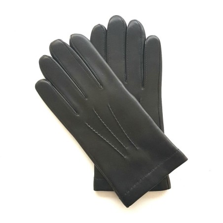 Gants en Cuir d'Agneau Marron Henri Doublés en Cachemire.