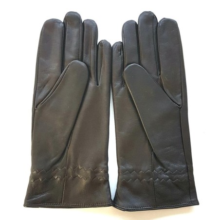 Gants en cuir d'Agneau Marron Milo Doublure en Soie.