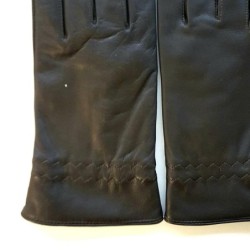 Gants en cuir d'Agneau Marron Milo Doublure en Soie.