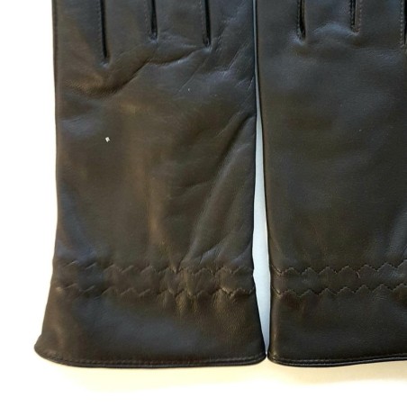 Gants en cuir d'Agneau Marron Milo Doublure en Soie.