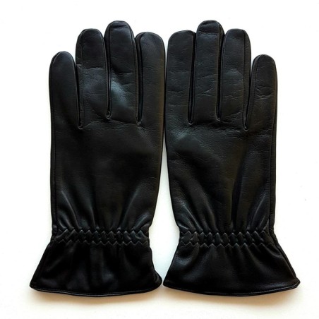 Gants en cuir d'Agneau Noirs Milo Doublure en Cachemire.